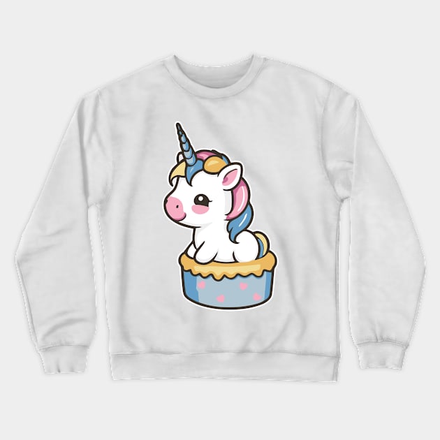 Cute Unicorn Emerging from Cake Crewneck Sweatshirt by IDesign23